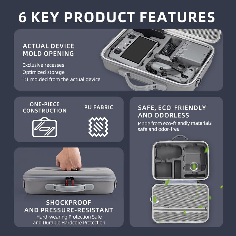 Coyktonty Mini 5 Pro Carrying Case, Portable PU Leather Bag with Shoulder strap for DJI Mini 5 Pro More Combo Compatible RC 2 Controller
