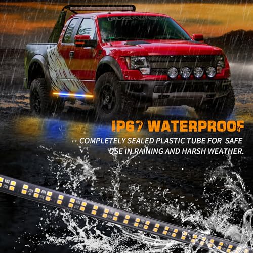 XRIDONSEN 2PCS 60 inch Running Board Lights Truck Strobe Lights - color: Amber/Blue