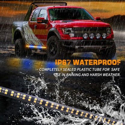 XRIDONSEN 2PCS 60 inch Running Board Lights Truck Strobe Lights - color: Amber/Blue