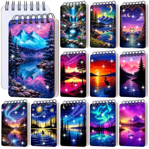 Fuyoooo 12 Pcs Starry Sky Theme Diamond Art Notebook, 4.72 x 2.83 Inch - style: Starry Sky