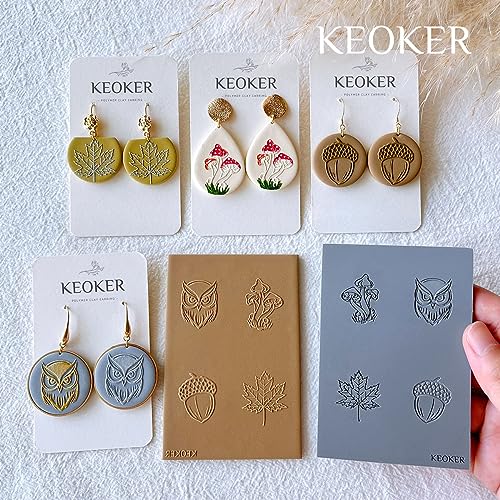 Keoker Pumpkin Polymer Clay Texture Sheets, Clay Texture Mat for Making Earrings Jewerly, Polymer Clay Earrings Tools (Fall Texture Sheet 1-3) - color: Fall texture sheet 1-3