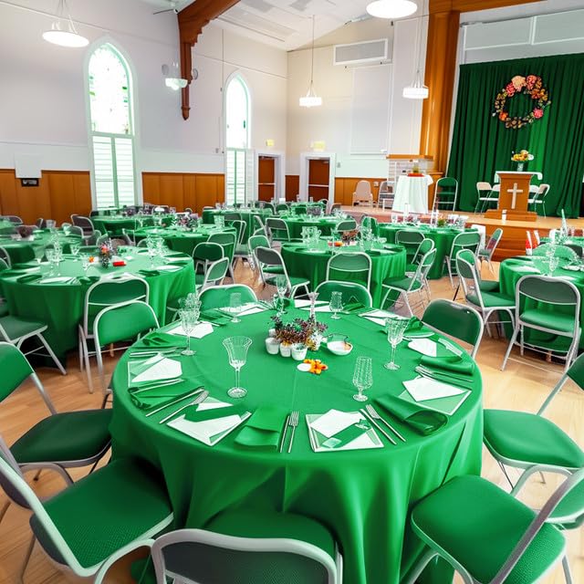 Niuara Green Plastic Table Cloth Disposable, 4 Pack, 84 in - color: Green, size: 84" Round - 4 Packs