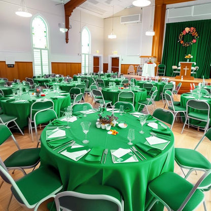 Niuara Green Plastic Table Cloth Disposable, 4 Pack, 84 in - color: Green, size: 84" Round - 4 Packs