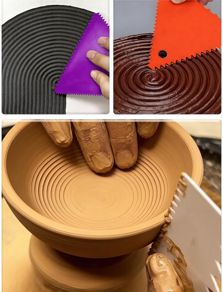 LRONG 6PCS Pottery Tools Plastic Clay Scraper Set Scraping Handle Carved Soft Clay Sculpture Knife Industrial Clay Scraper Sculpture Tool (Orange) - color: orange