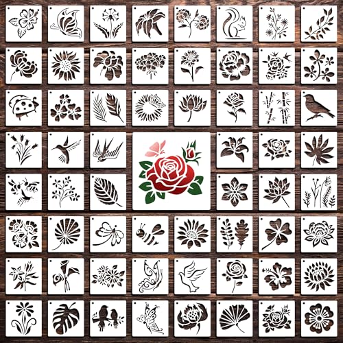 60Pcs Flower Stencils for Painting, Reusable Floral Template - style: Flower B