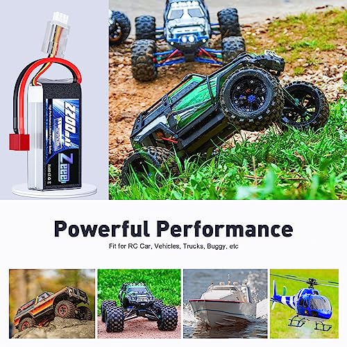 Zeee 2S 2200mAh Shorty Lipo Battery 7.4V 50C with T Connector (2 Pack)