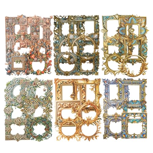 60 Pcs Medieval Frame Stickers for Scrapbooking and Journaling - color: Medieval Crests