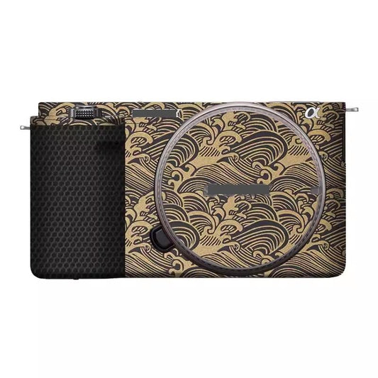 Camera Cover Skin Sticker for Sony ZV-E10 Camera Protector Film Skin Anti-Scratch Protective Decoration (Wave Gold) - color: Wave Gold