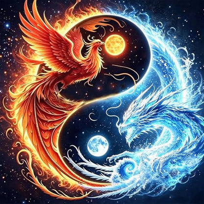 YCZO 5D Dragon and Phoenix Diamond Art Painting Kits for Adults Beginners