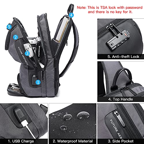 BANGE Men's Sling Backpack - Waterproof Crossbody Bag, Multi-Purpose Shoulder Bag - color: Grey