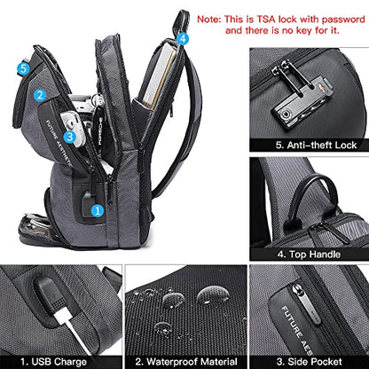 BANGE Men's Sling Backpack - Waterproof Crossbody Bag, Multi-Purpose Shoulder Bag - color: Grey
