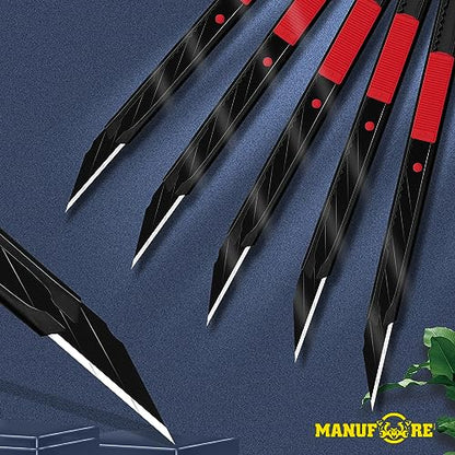 MANUFORE 30pcs 9mm Snap-off Knives with 30-Degree Precision Blade Red - color: Red