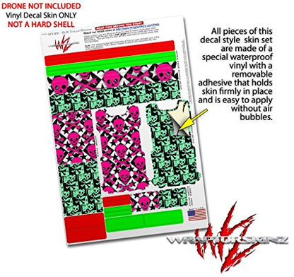 Skin Decal Wrap 2 Pack Compatible with DJI Ryze Tello Pink Skulls and Stars Drone NOT Included