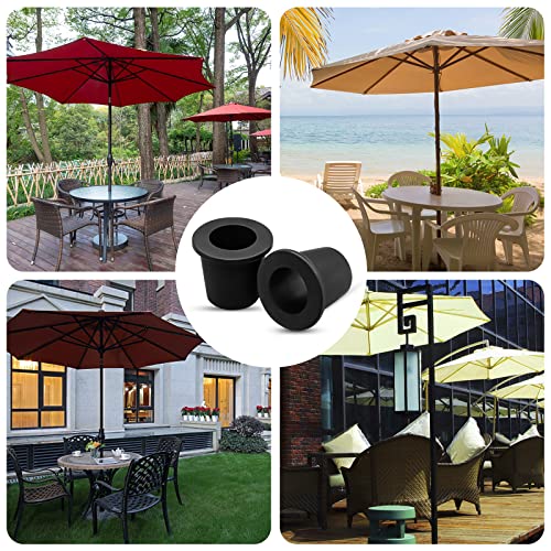 2Pcs Patio Table Umbrella Hole Ring Plug, Silicone Pool Sleeve Stabilizer Cone Wedge, Table Insert for 2-2.5 Inch Hole or 1.5 Inch Adapter (Black)