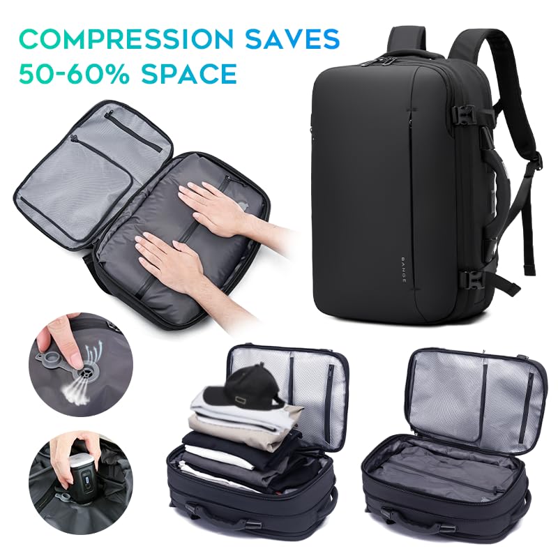 BANGE Air Compression System Backpack with electronic scaleVacuum Compression Travel Backpack,Expandable Backpacks with Pump for Airplanes (With Air Pump) - style: With Air Pump