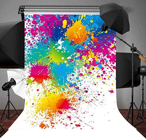 5x7Ft Colorful Splatter Background Abstract Background Paint Splash Backdrop Video Studio Photograph Photo Booth Props Backdrop LXME466 - size: 5x7Ft