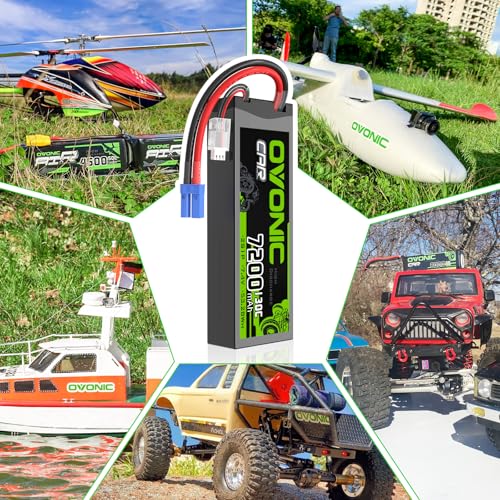 OVONIC 2S LiPo Battery 7200mAh 7.4V 130C RC Battery with EC5 Connector