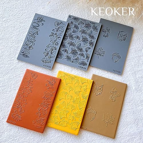 Keoker Polymer Clay Texture Sheets for Fall, Ginkgo Leaf Clay Texture Mat for Making Earrings Jewerly, Polymer Clay Earrings Tools (Fall Texture Sheet 1) - color: Fall texture sheet 1
