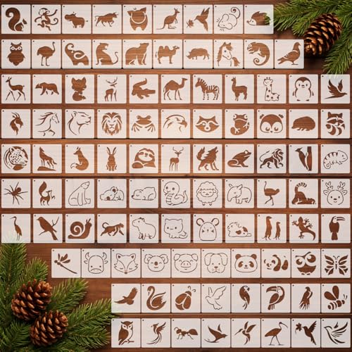 Fainne 100 Pcs 1.5 Inch Animals Theme Small Stencils for Crafts - style: Animals