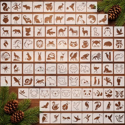 Fainne 100 Pcs 1.5 Inch Animals Theme Small Stencils for Crafts - style: Animals