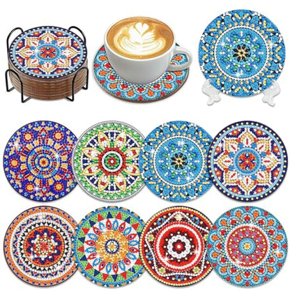 Muzagroo Art Mandala Diamond Painting Coasters Kits with Holder - color: Mandala