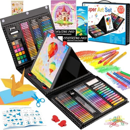 Art Supplies, 272 Pack Art Set Crafts Drawing Kit for Kids Girls Boys Teens - color: Black
