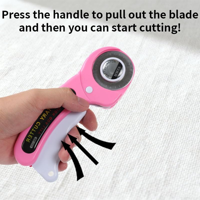 Rotary Cutter for Fabric, 45mm and 28mm Rotary Cutters Kit with 10 Blades - color: Blue