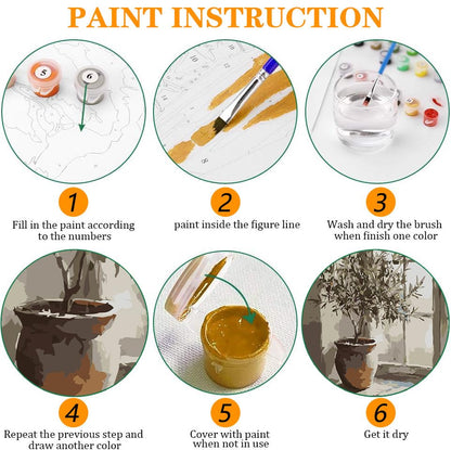 Axquilon 3 Packs Olive Tree Framed Paint by Numbers Kit for Adults 8x10 in - color: 3 Pack Olive Tree with Easel