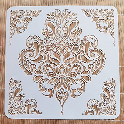 Floral Stencil 12x12 Inch, Large Reusable Stencil for DIY Crafts - style: FLB