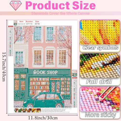 DAZZLEDOTS Diamond Art Kit for Adults, Pink Book Shop Diamond Painting - color: DT110