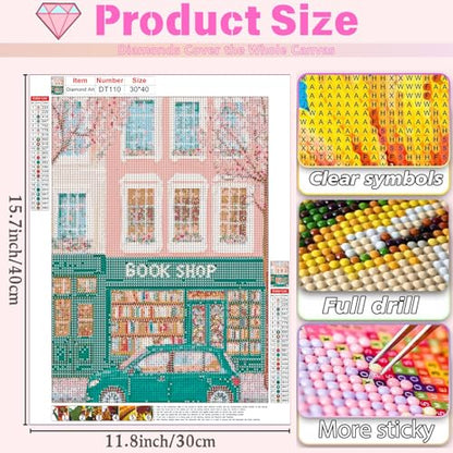 DAZZLEDOTS Diamond Art Kit for Adults, Pink Book Shop Diamond Painting - color: DT110