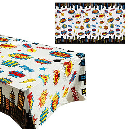 Lcoor 5 Pack Superhero Plastic Table Cover,43" x 71" Superhero Tablecloths Party Supplies Decorations