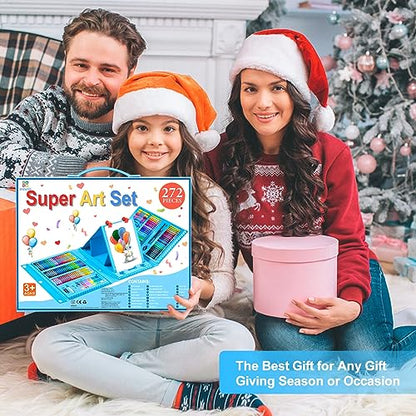 Art Supplies, 272 Pack Art Set Crafts Drawing Kit for Kids Girls Boys Teens - color: Blue