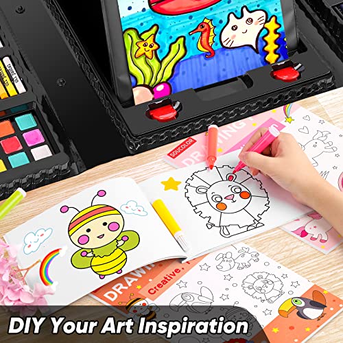 Soucolor 283 Pcs Art Supplies Drawing Set Easel Pads, Coloring Book Gift - color: Black