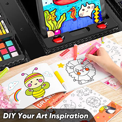 Soucolor 283 Pcs Art Supplies Drawing Set Easel Pads, Coloring Book Gift - color: Black