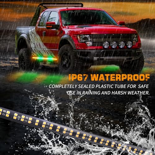 XRIDONSEN 2PCS 60 inch Running Board Lights Truck Strobe Lights - color: Amber/Green