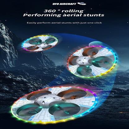 Round Foam UFO Quadcopter with Multi-Color LED Light Effects, RC Drone with Camera for Beginners, Altitude Hold, 360° Flips, 3 Speed Modes, 2 Modular Batteries FPV Drone (Silvery)