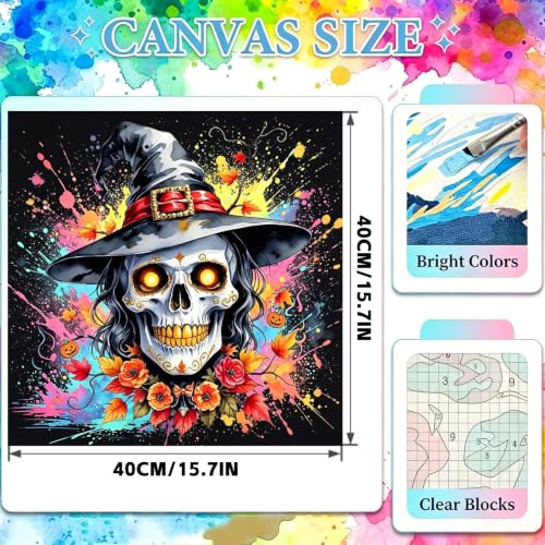 YarnWhimsy Skull Paint by Numbers Kit for Adults 16x16 inch - color: MT23087-US