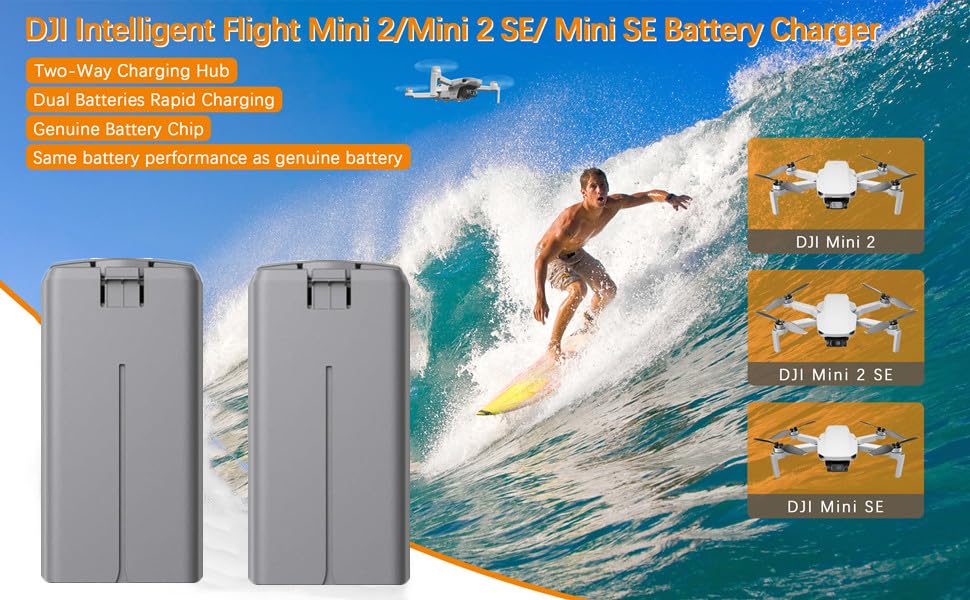 2-Pack 2400mAh High-Capacity Battery for DJI Mini 4K/2/2 SE/SE – Smart Chip, Overcharge & Short-Circuit Protection, Extended Flight Time for Mini 2 Series Drones