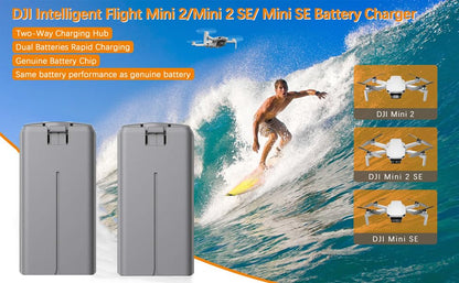 2-Pack 2400mAh High-Capacity Battery for DJI Mini 4K/2/2 SE/SE – Smart Chip, Overcharge & Short-Circuit Protection, Extended Flight Time for Mini 2 Series Drones