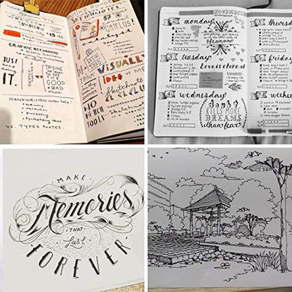 Hand Lettering Calligraphy Pens Brush Marker 4 Size Refillable 6pc