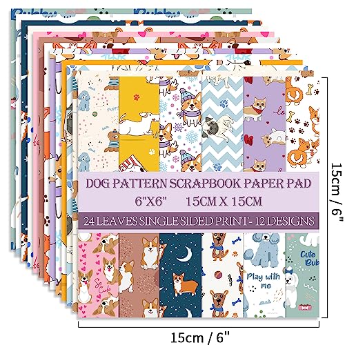 6x6" Cardstock Single Sided Scrapbooking,Craft Decorative Scrap Book Paper - color: 24sheets-dog