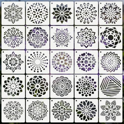 Mandala Stencils for Crafts Reusable 25Pcs Stencils(5.8X5.8 Inch) - color: Mandala 4