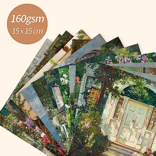 6x6" Cardstock Single Sided Scrapbooking,Craft Decorative Scrap Book Paper - color: 24sheets-courtyard