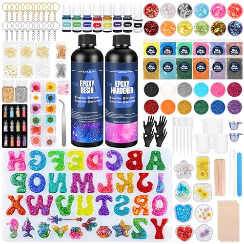 KISREL 18OZ Epoxy Resin Kit for Beginners, Resin Kit with Alphabet Mold - size: Alphabet Molds and 8 Mini Molds