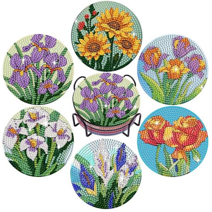 Leatrice 6 PCS Diamond Art Coasters Small Diamond Painting Kits for Adults - color: BB flower b