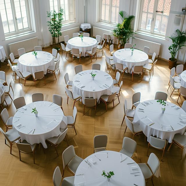Niuara White Plastic Table Cloth Disposable, 4 Pack, 84 in - color: White, size: 84" Round - 4 Packs