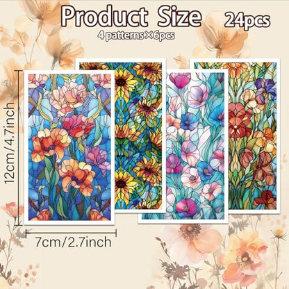OLYCRAFT 24Pcs 4 Styles Stained Glass Clay Transfer Paper for Polymer - style: Stained glass