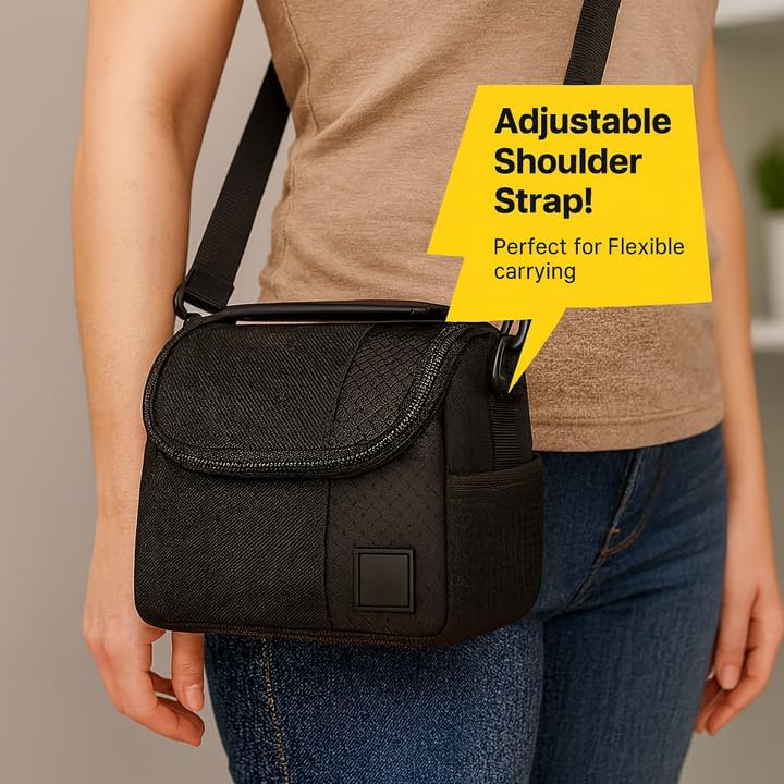 eCostConnection Small Padded Camera Bag with Shoulder Strap – Compact DSLR & Mirrorless Camera Carrying Case, Lightweight Protective Crossbody Case - size: Small