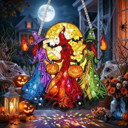 Witch Hanging Diamond Art Kits for Adults, Diamond Painting Suncatchers - color: Witch